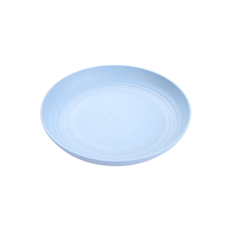 hot-selling wheat straw plate, canteen household fruit round plate, western food plate, kids plastic dinner plate, bone spitting plate