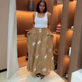 European and american cross-border women's fashion:  summer new arrivals - stylish printed high-waisted slimming asymmetrical long striped midi skirt