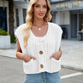 Fashion cross-border women's clothing  independent station new v-neck three-button sleeveless cardigan sweater vest