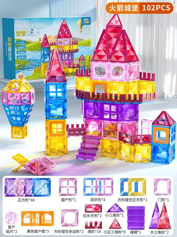 Magnetic window pane building blocks - magnetic puzzle toy for ages 2-3 - educational gift for boys and girls - perfect birthday present