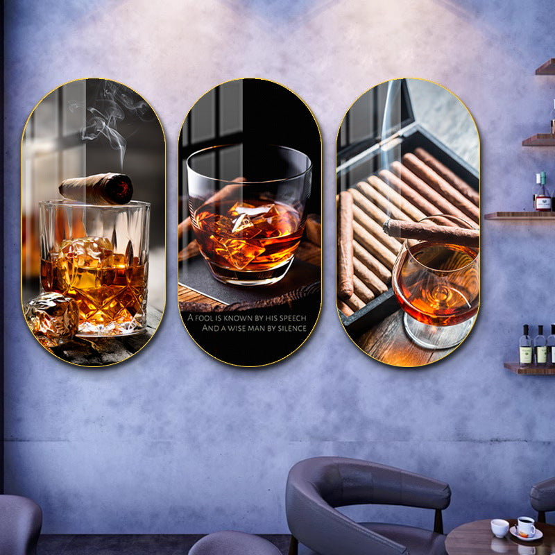 Bar wall decoration painting industrial style whiskey poster clear bar bathroom mural American retro cigar hanging painting