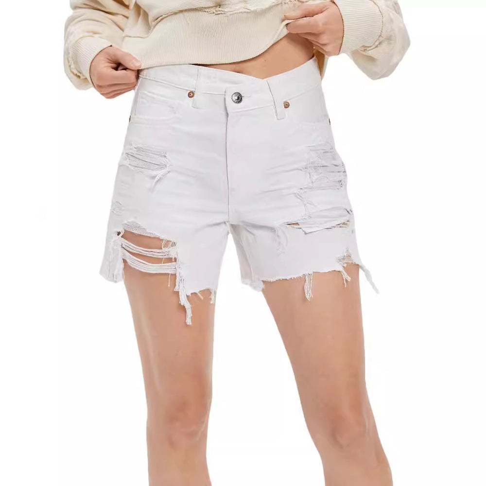 Distressed denim shorts for women -  &  hot seller - solid color denim shorts - trendy & stylish jeans