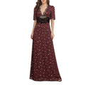 cross-border european and american women's summer fashion: new elegant satin lace patchwork v-neck hollow-out polka dot dress