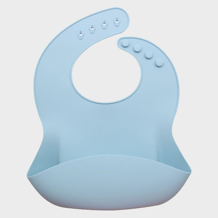 Children's silicone tableware set, complementary food bowl, baby learning to eat, fork, spoon, saliva pocket, strong suction, anti-drop tableware set