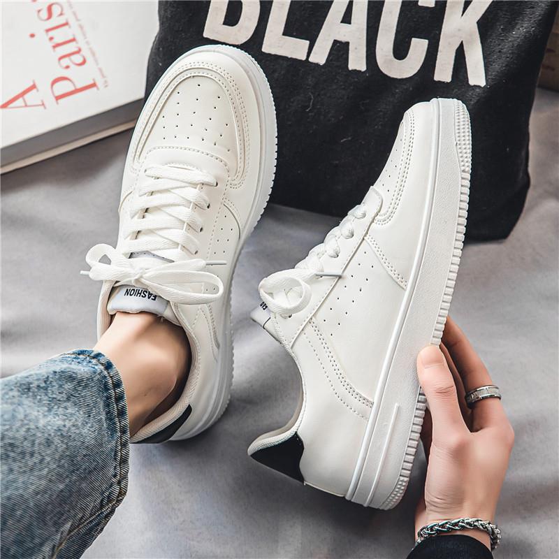 Men's white sneakers - spring breathable casual versatile shoes for teens - 2025 new student pure white athletic skate shoes