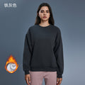 Women's fall/winter oversized crewneck sweatshirt - effortless style, commute-friendly, casual, versatile, warm pullover with fleece lining - d25156