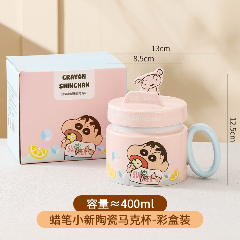 Crayon Xiaoxin Ceramic Cup with Lid with Handle Bracket Mug Office High Value Water Cup Gift Box