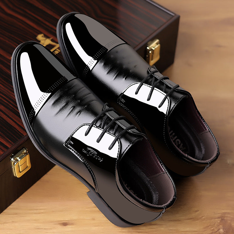 Glossy patent leather men's dress shoes - korean style business pointed toe formal casual british style men's shoes - wedding plus size men's shoes