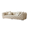 Italian cream style three-seater sofa - postmodern button-tufted fabric, suitable for small to large apartments, villas, and hotel show homes