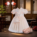 cross-border chinese style girls' floral princess dress (with bag)