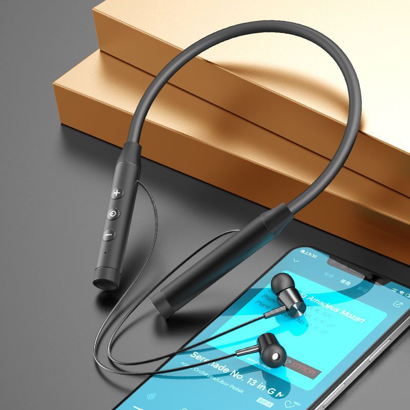 Low-latency gaming headset - wireless bluetooth neckband sports earphones - semi-in-ear, neck-hanging, running, illuminated headphones
