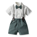 Kids' summer gentleman outfit: baby boy short-sleeve shirt & suspender pants two-piece set, boy's shirt, first birthday dress