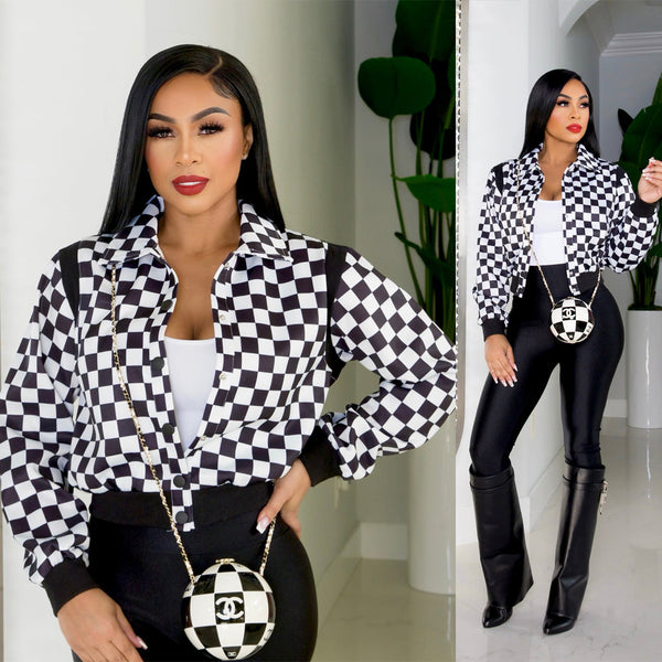 Spring 2023 New Plaid Jacket, Vintage Threaded Neck Cardigan Top Women's Casual Jacket Baseball Uniform