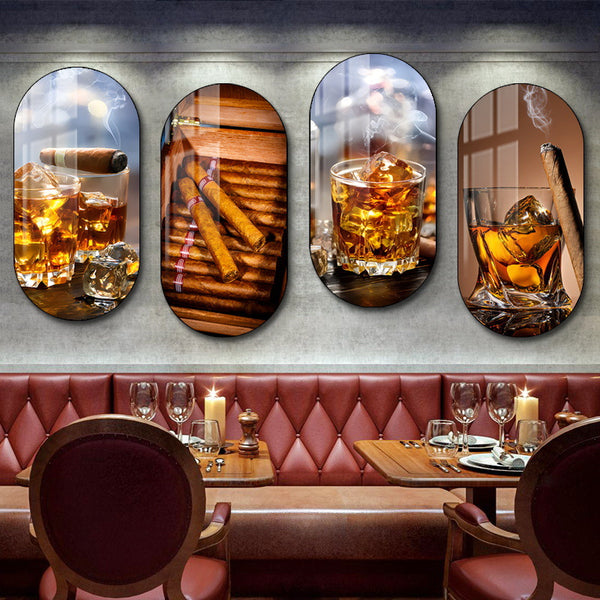 Bar wall decoration painting industrial style whiskey poster clear bar bathroom mural American retro cigar hanging painting