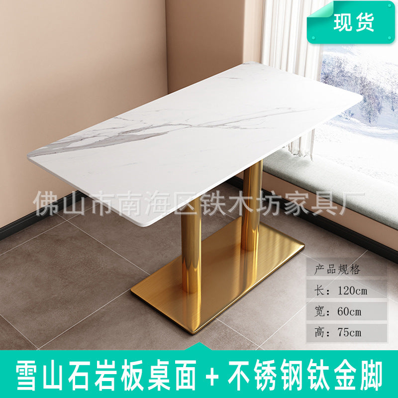 Customized commercial slate dining table simple table bar milk tea fast food restaurant canteen rectangular table apartment negotiation table and chairs