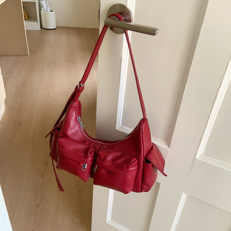 Cross-border 2025 new sweet and cool Spice Girls locomotive bag retro fashion textured shoulder bag commuting large capacity tote bag