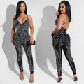 X5280 cross-border summer new arrivals: european and american style sexy nightclub mesh see-through milk silk camisole jumpsuit