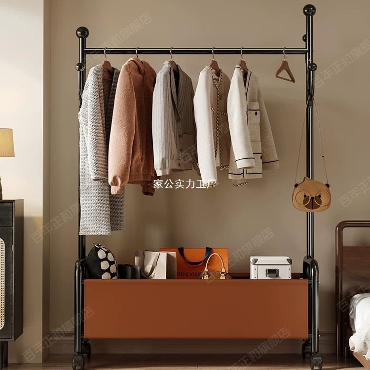 Popular floor-to-ceiling drying rack, multi-functional clothes hanging rod, indoor bedroom removable storage bedside coat rack
