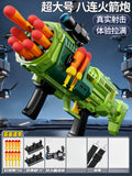 Kids' military green rocket launcher toy - 8 round magazine, military model toy mortar with barrel, birthday gift