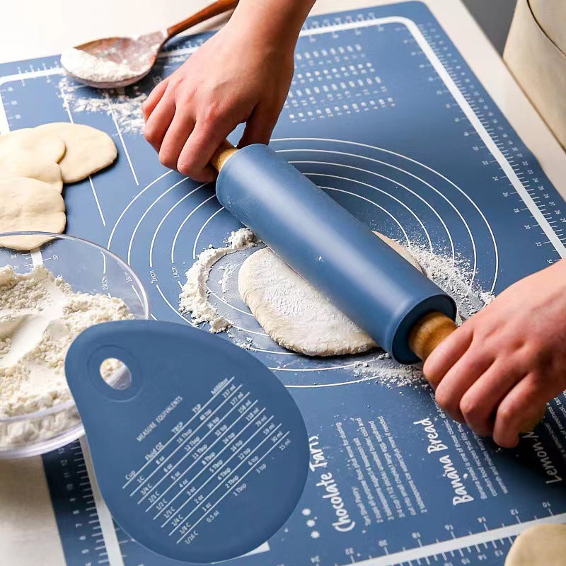 Cross-border silicone pad kneading pad household thickened and panel chopping board plastic food grade baking rolling pin and noodles