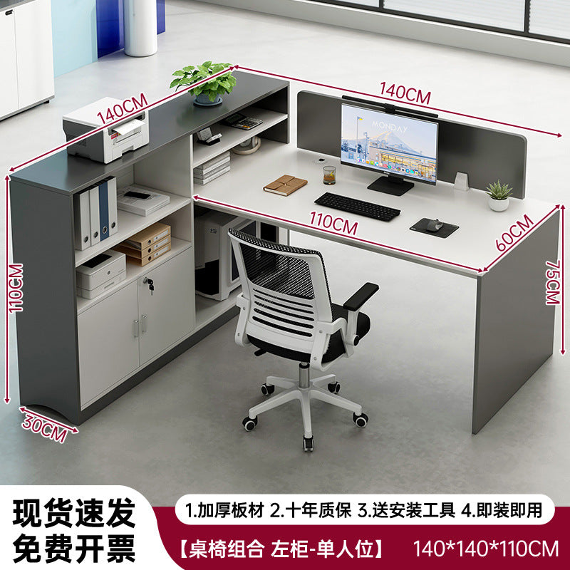 Customizable office desk and chair set - modern minimalist office workstation with cubicle, desk, and financial desk options