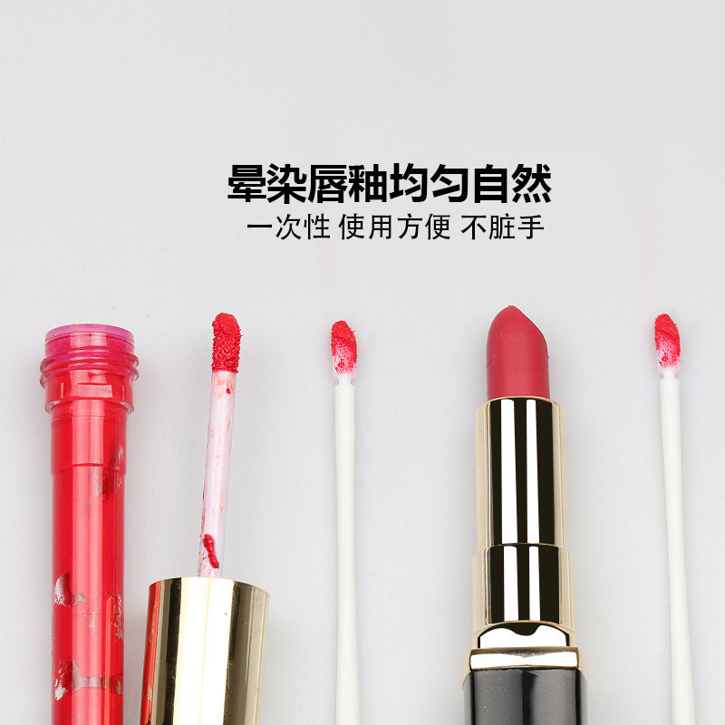 Disposable lip brush set, flocked makeup brushes, portable multifunctional small lip brush, beauty tools, makeup brushes