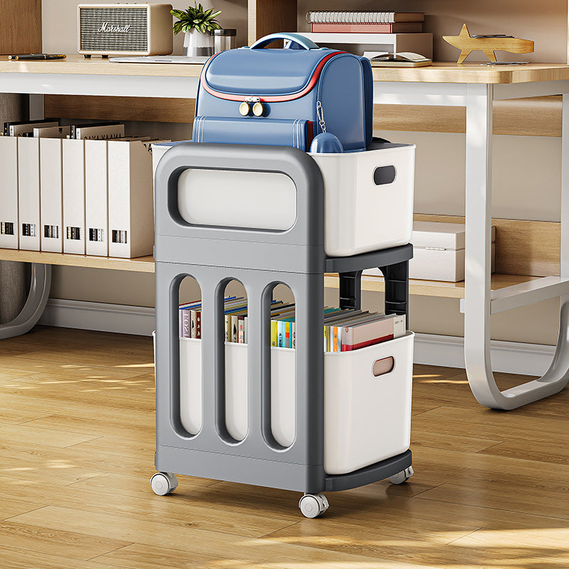 School bag shelf movable pulley trolley with wheels storage artifact household universal storage shelf bookshelf durable