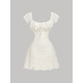 Women's new summer french romantic elegant ruffle tie-waist mini dress - perfect for going out and dating