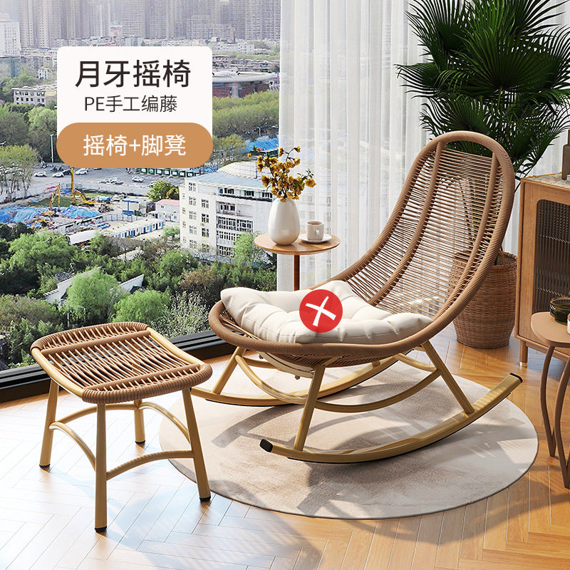 Rocking chair recliner adult garden balcony home leisure chair rattan chair outdoor patio chair lazy rocking chair adult