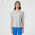 Women's loose-fit yoga top - short sleeve activewear t-shirt, running cover-up, faux two-piece design, quick-dry & breathable workout top d25040