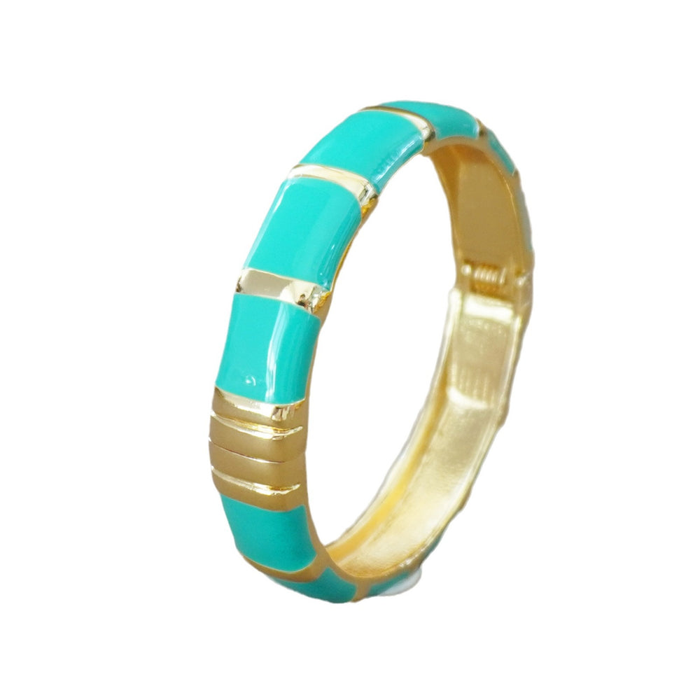 Elegant middle eastern women's enamel blue bangle, vintage ethnic court style fashion accessory