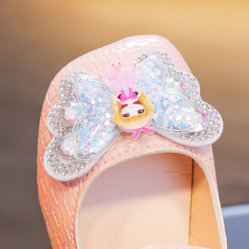 Girls' leather shoes  princess shoes baby girl soft sole children's shoes spring and autumn single shoes pink princess style