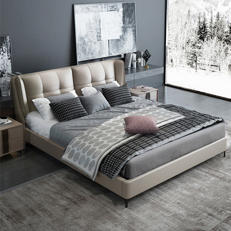 Italian accessible luxury leather bed modern small apartment 1.5m soft-packed leather bed master bedroom 1.8m double wedding bed
