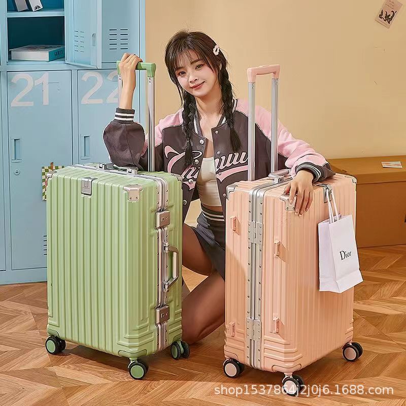 New multi-functional aluminum frame trolley case, men's and women's small fresh suitcase, large capacity universal wheel password boarding case