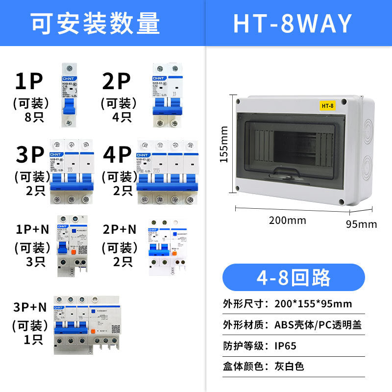 HT outdoor waterproof distribution box, surface-mounted household plastic distribution box, air switch protection box, strong electric lighting box