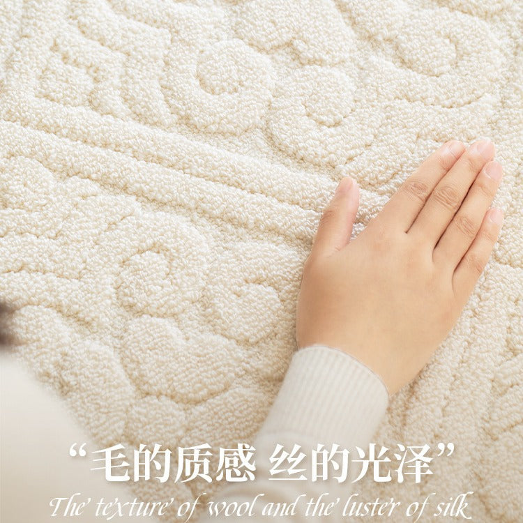 Diatom silk rug - new living room & bedroom bedside mat - waterproof, stain-resistant, wipeable, premium cream style, durable floor mat