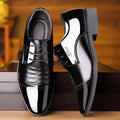 Glossy patent leather men's dress shoes - korean style business pointed toe formal casual british style men's shoes - wedding plus size men's shoes