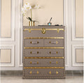 Gray 5-drawer chest, 80*40*100 cm, with a wood-tone interior