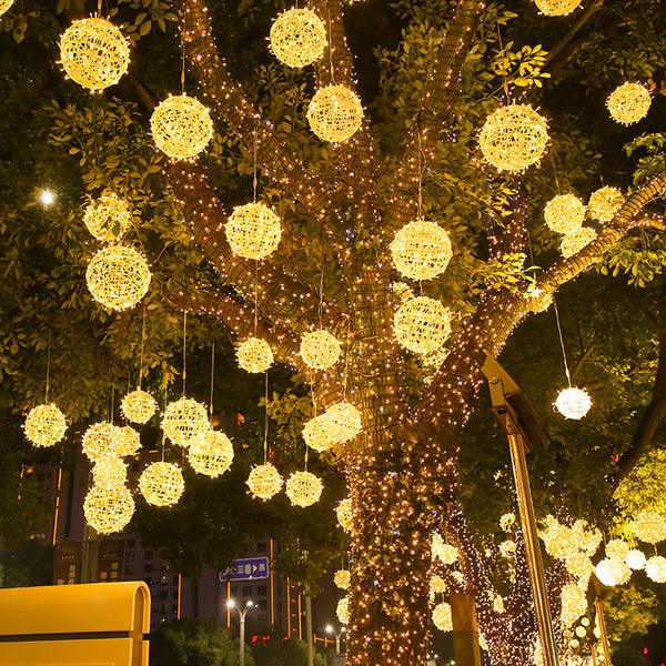LED vine ball light string outdoor waterproof sunscreen hanging tree light, landscape garden lights full of stars decorative atmosphere light