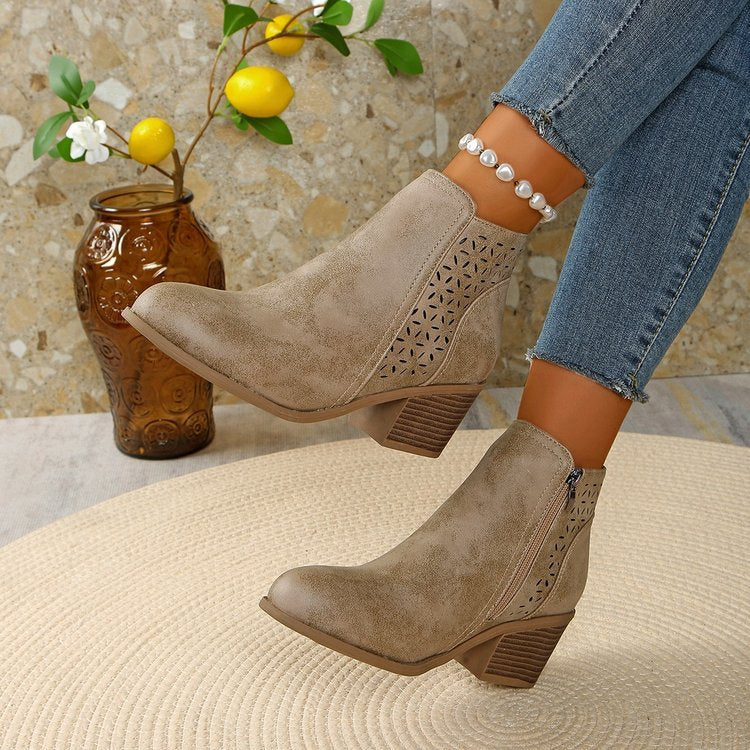 autumn new arrival: women's plus-size high heel leather boots for cross-border e-commerce. wholesale price: $0.67. dropshipping available on  and . sizes 36-43