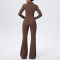 fashion zipper cloud-like tight long-sleeved yoga jumpsuit high-strength fitness sports all-in-one jumpsuit