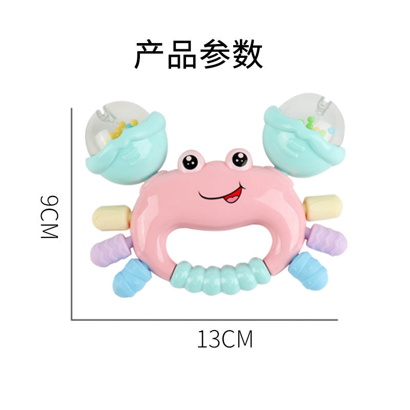 Cross-border export infant hand rattle baby can bite soft glue crab toothpaste Q cute fun hand grab rattle ring