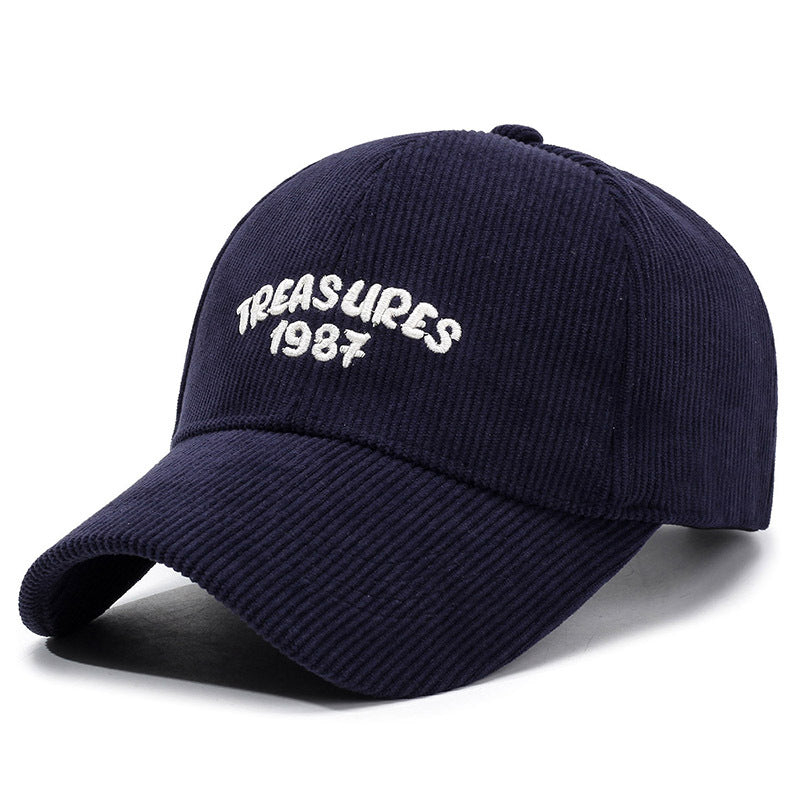 Autumn and winter new corduroy solid color baseball cap outdoor simple casual letter duck tongue cold and warm men's and women's hats
