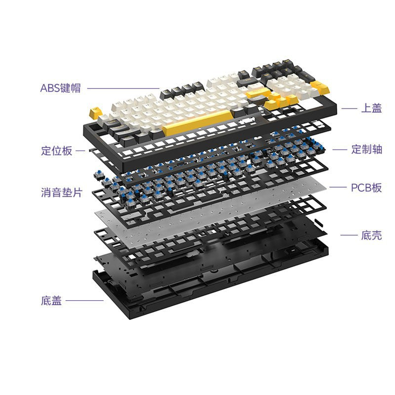 Longweishi k98 rgb illuminated wired rgb mechanical keyboard - customizable gaming keyboard with type-c cable
