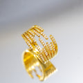 [copper inlaid with zirconium] fashion hot-selling geometric ring for women, accessible luxury, fashionable, high-end, openable, adjustable ring jewelry