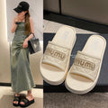 Thick soleplatform shoes rhinestone slippers women's summer easiest for match heightening fashion going out style beach soft bottomnon-slipoutwear one word