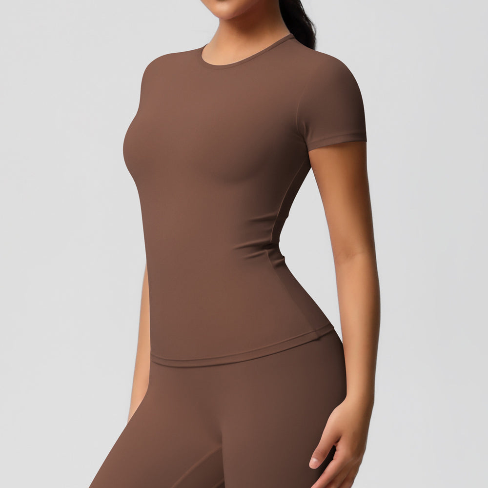 Ready-to-ship cross-border double-sided brushed, form-fitting, breathable solid color training yoga set, eight-piece athletic running fitness outfit for women