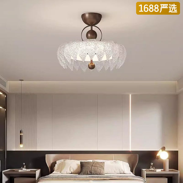 [Strict selection] French medieval ceiling lamp American light luxury retro crystal glass LED full spectrum eye protection lamp