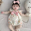 Infant summer onesie sweet floral suspender bodysuit stylish new romper korean style baby girl outing outfit