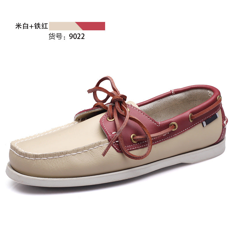 New arrival: men's casual leather boat shoes - slip-on, british style, versatile, low-cut, breathable driving shoes